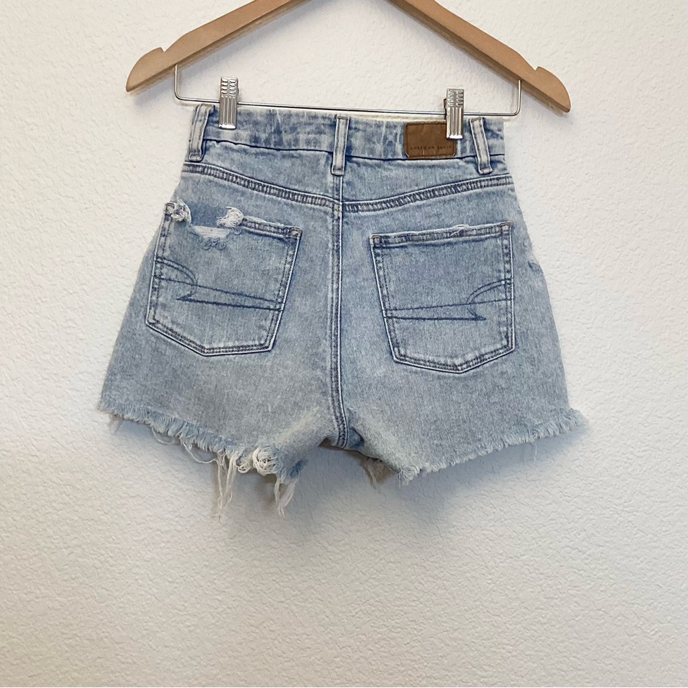 American Eagle 0 Curvy Mom Denim Shorts Womens Strigid Distressed 2023 Crossover - Picture 3 of 9